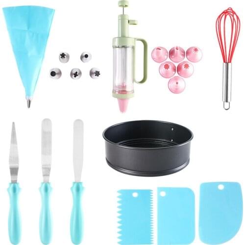 1 Set Baking Decoration Tools Cake Piping Nozzle Set Silicone Whisk Stainless Steel Cream Scraper Baking Tray Kitchen Bake Tools