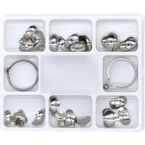 100pcs Dental Matrix No.1.398 Sectional Contoured Metal Matrices with 2 Rings set for Teeth Replacement Dentist Tools