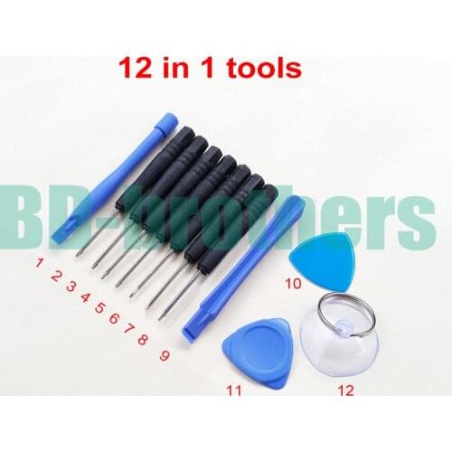 12 in 1 Opening Tools Kit Screwdriver Repair Tool T3 T4 T5 T6 For iPhone Samsung MOTO Nokia SIEMENS Phone 500sets / lot