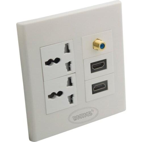 2 gang face plate 2 X HDMI F Head TV 2 X AC power wall plate support DIY
