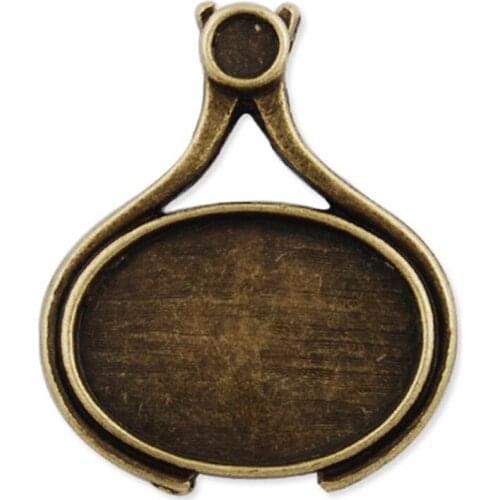 20pcs Inner 31*36mm Cameo Cabochon Base Setting Pendant Antique Bronze Alloy Blank Trays Necklace Pendant Jewelry Findings-C1644