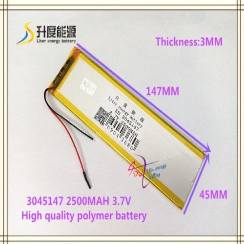 3.7V 2500mAH 3045147 polymer lithium ion / Li-ion battery for tablet pc Power bank E-BOOK mp5 mp3