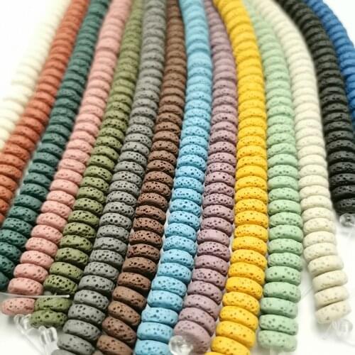 Free delivery 3X8/4X10mm Color Volcanic Lava Stone Spacer Beads Loose Beads Charms Rock Beads DIY for Jewelry Earrings Making Se