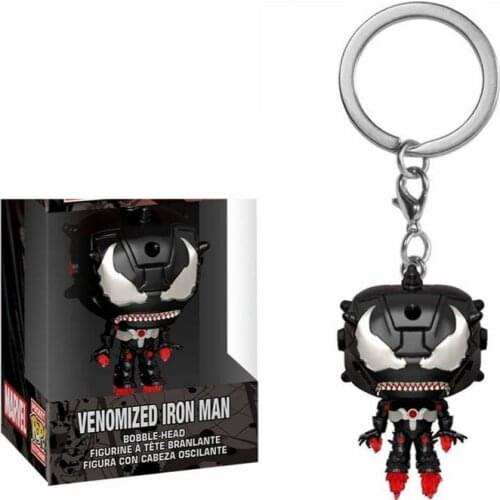 With original box Toys Venomized Iron Man Pocket Keychain Action Figure Collection Model Toys For Children Birthday Gift