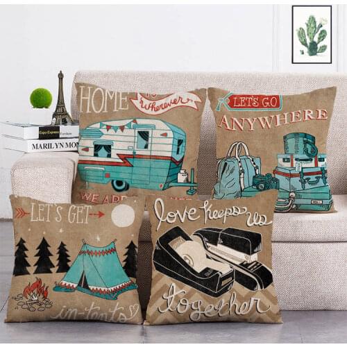 Camping Cushion Cover RV Tent Colorful Soft Throw Pillow Cover Decorative Sofa Pillow Case Pillowcase T238