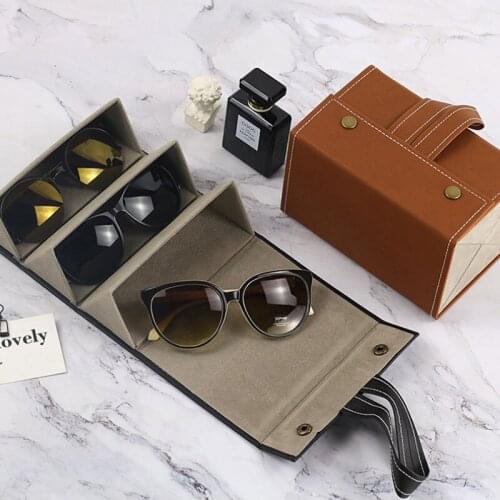 Multi-slot PU Leather Sunglasses Eyeglasses Travel Organizer Case Eyeglasses Holder Glasses Organizer Sunglasses Case