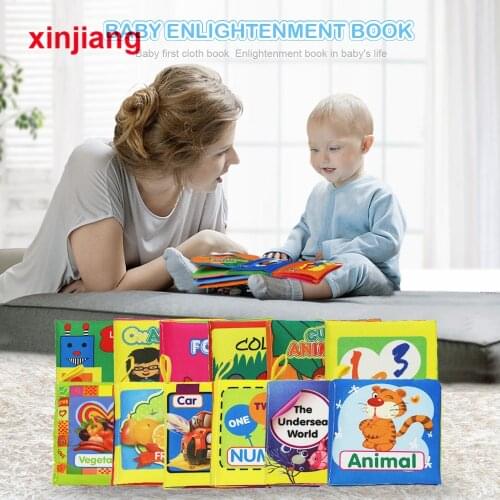 Baby Infant Toys Baby Cloth Book Early Learning Educational Toys Animals Vegetables English Story Soft Cloth Development Books