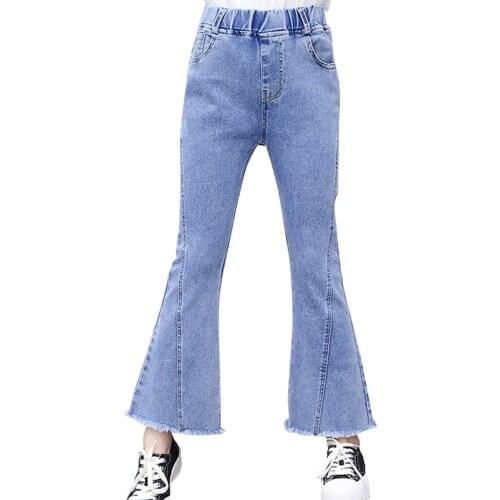 Girls Jeans Ripped Childrens Jeans Girl Flare Pants Childrens Jeans For Boys Spring Autumn Childrens Clothing 6 8 10 12 14