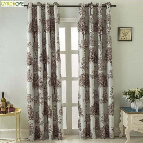 European and American Style High Quality Polyester Blockout Cloth Curtain Trees Pattern Printed Drapes