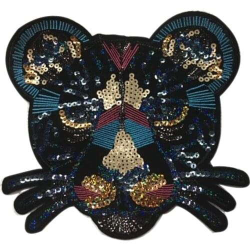 Clothing Women Shirt Top Diy Flower Patch Leopard head Sequins deal with it T-shirt girls Patches for clothes Animal Stickers