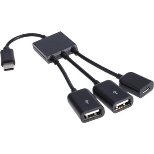 3in1 USB 3.1 Type-C To Micro USB 2.0 Power Charging Host OTG Hub Cable Adapter for Smart Phone