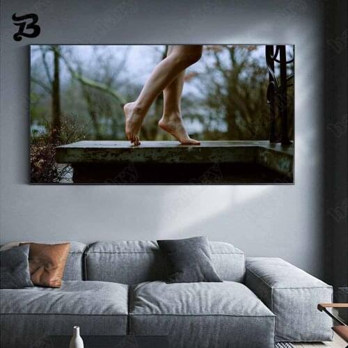 Figure Oil Painting Fashion Beautiful Long Legs High Heels Wall Art Canvas Painting Picture for Living Room Home Wall Decoration