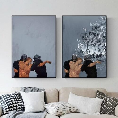 Canvas HD Prints Creation of Adam Pictures Wall Art Classical Painting Home Decor Nordic Modular Funny Poster Living Room Art