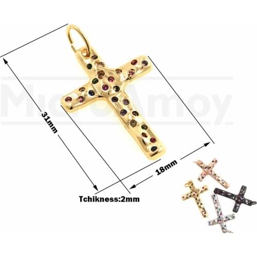CZ Cubic Zirconia Cross Pendant Mens Jewelry Religious Charm DIY Bracelet Necklace Accessories 18x31x2MM