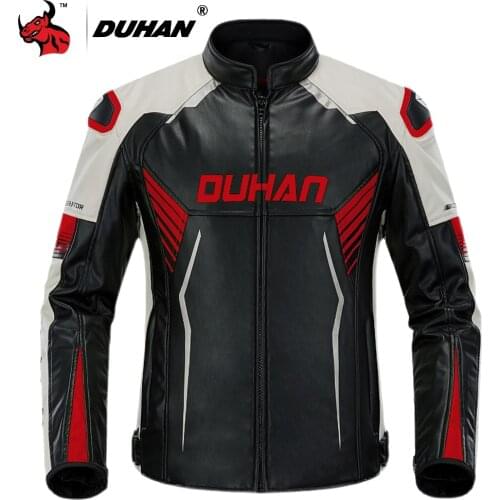 DUHAN Motorcycle Jacket Protective Gear Men Windproof Waterproof Leather Moto Jacket Night Reflection Motorbike Riding Jacket