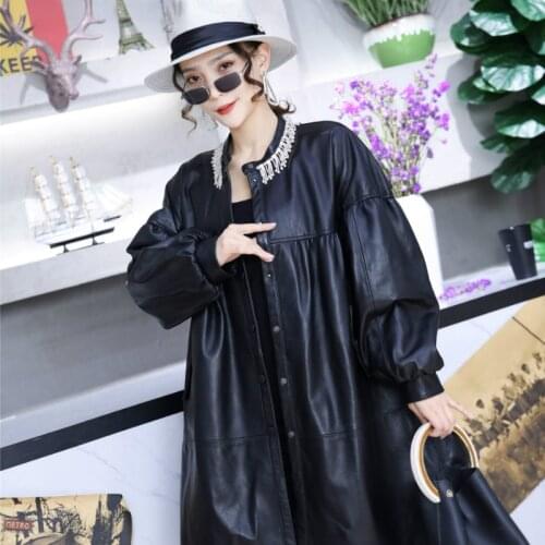 Genuine Sheepskin Coat Female Oversized Real Leather Jackets Women Spring Autumn2021 Simple Womens Clothing Femme Veste Zjt2076