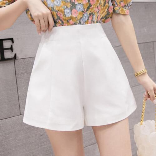 White Shorts Women Summer 2020 New High Waist Wide Leg Korean Elegant Plus Size Woman Shorts Ladies Loose Suit Short Pants
