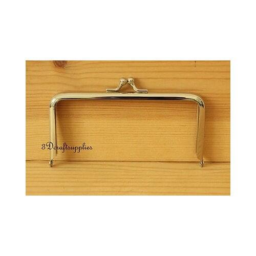 Metal purse frame glue on clasp clip nickel 5 inch X 2 1/2 inch AB103