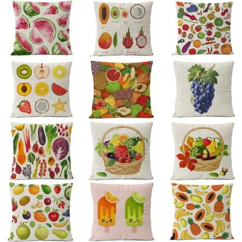 Cartoon Fruit collection Pillow Cover Home Decor Pillows watercolor pineapple Linen Pillow Case Cushion Cover Cojines Almofada