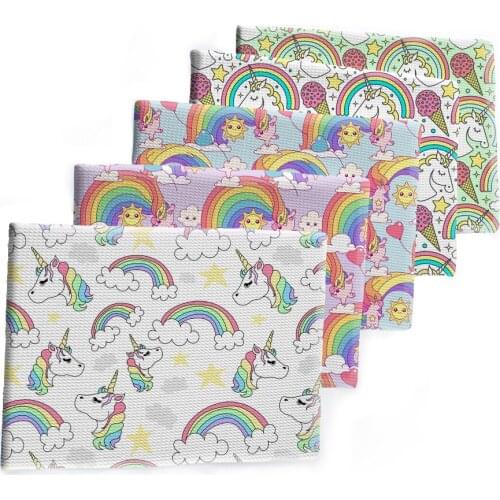 Cartoon Unicorn Face Printed Bullet Textured Liverpool Patchwork 50*145cm Tissue Kids home textile