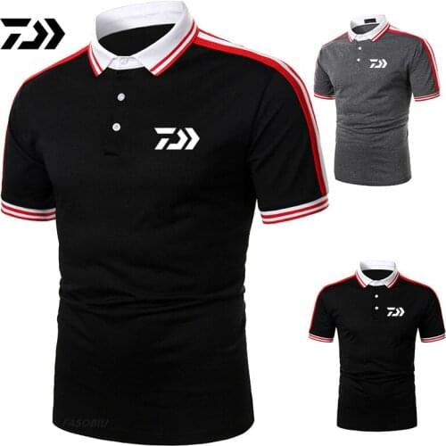 Daiwa Mens Fishing Outdoor Short Sleeve Top Fashion Casual Solid Color Mens Outdoor Fishing Short Sleeve Polo Shirt