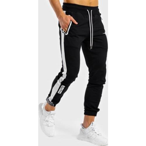 2021 new spring and autumn mens running casual pure cotton footwear pants zipper sports trousers squat fitness casual pants