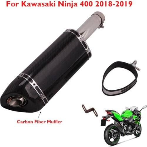 Motorcycle Exhaust Carbon Fiber Tip Muffler Escape System Slip on Ninja 400 Exhaust Pipe for Kawasaki Ninja 400 2018 2019 2020