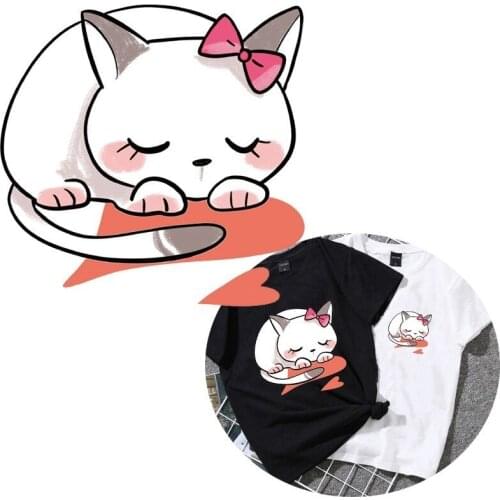 Iron On Patches For Clothes Lovely Cat Patch A-level Washable Stickers Easy Print By Household Irons heat transfer Sticker