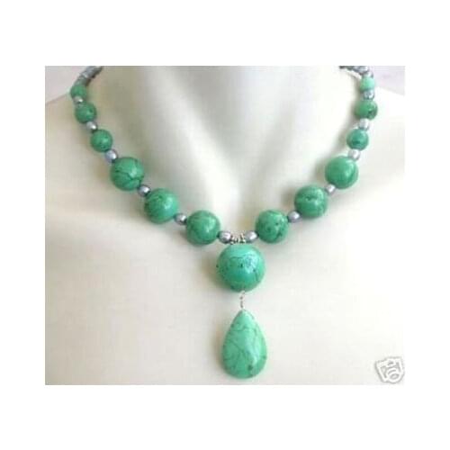 6-14mm Multicolor Turquoise Round Beads Necklace 18"