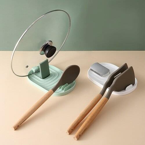 Plastic Pan Pot Cover Lid Rack Stand Spoon Holder Kitchen Tools Kitchen Spoon Holder Plastic Collapsible Support