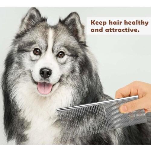 Stainless Steel Pet Grooming Comb for Dogs and Cats Gently Removes Loose Undercoat Mats Tangles and Knots Pet Dematting Comb