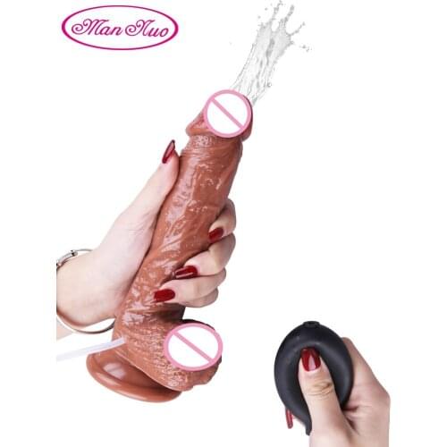 Squirting Dildo Ejaculating Dildo Lesbian Strapon Realistic Penis Dick for Women Brown Big Sex Toy Adult Couples Erotic Sex Toys