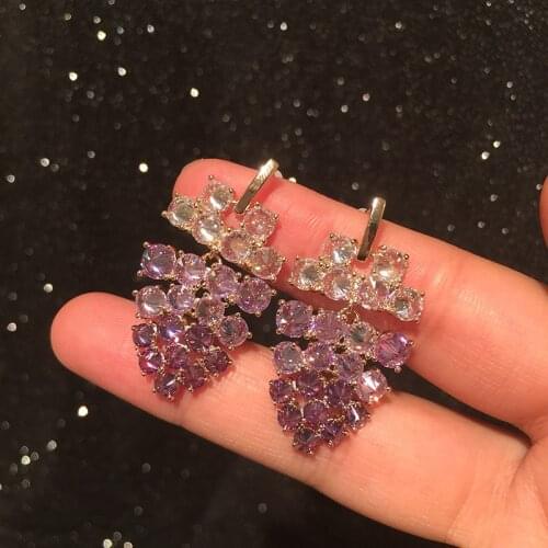 Bilincolor crystal grape earrings ,super luxury fairy shades of purpleearrings, earrings for women party or gift