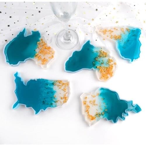 DIY Intercontinental Continent Map Silicone Mold Coaster Resin Mold Map Shape Coasters Home Decoration Jewelry Tools