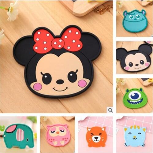 Disney Mickey Minnie Cute Silicone Non-slip Heat Pad Cup Monster University Sullivan Cartoon Coffee Placemat Glass Drink Mat