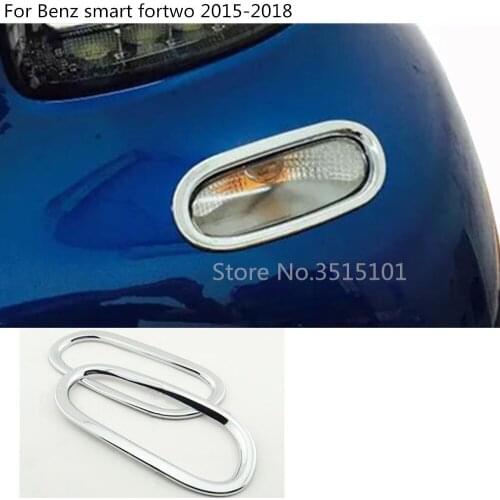Car styling body Turn daytime running light cover lamp head Front vent frame trim 2pcs For Benz smart fortwo 2015 2016 2017 2018