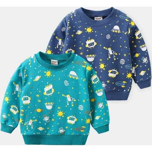 Toddler Boys Sweatshirts Autumn Casual Cartoon Print Tops for Baby Boy Kids Clothing Cute Hoodies Pullover 2020 New Arrival