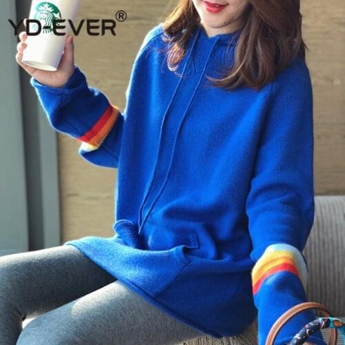 Women Sweater With Hat 100% Cashmere and Wool Knitting Jumpers Ladies Winter 3Colors Long-Sleeve Pullovers Patchwork Clothes