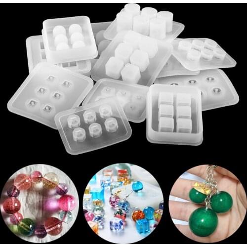 1pcs Silicone Mold 12mm 16mm Cube Ball Beads With Hole Silicone Mold Necklace Bracelet Pendant UV Resin Mould Jewelry Making