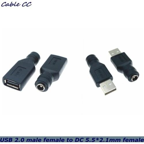 10PCS/ Brand New USB2.0 Male Female to 5.5mm x 2.1mm Female DC Power Converter, Computer Mobile Phone Charger Adapter Connector