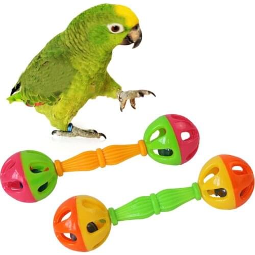 2Pcs Bird Parrot Toy Rattle Birds Fun Exercise Plastic Double-headed Bell Pet Toys Drop Ship