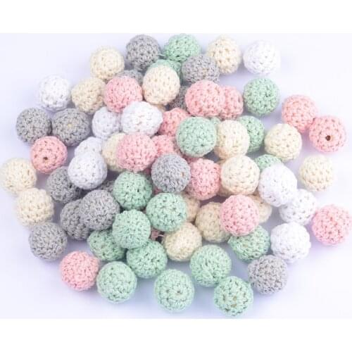 20Pcs/Lot 16mm Ball Chew DIY Nursing Jewelry for Teething Bracelet beads Crochet Round Wooden Beads Mix Handmade Accesories