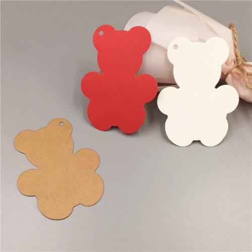 20 pcs 8x6cm Various colors cute bear shape cards Wedding Note Label, Clothes/Cakes/Bread Price Label