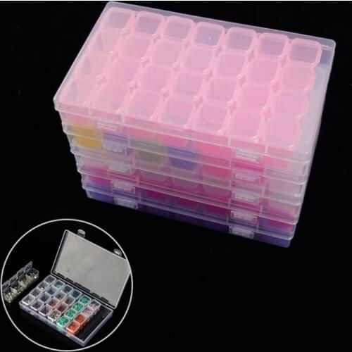 28 Girds Plastic Diamond Painting Storage Box Kits Nail Art Rhinestone Tools Beads Organizer Diamond Accessories