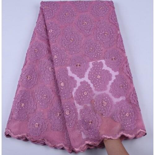 Onion 5Yards Wedding Dress Nigerian Lace Fabric High Quality French Tulle Lace Fabric With Stones African Mesh Lace Fabric A1699