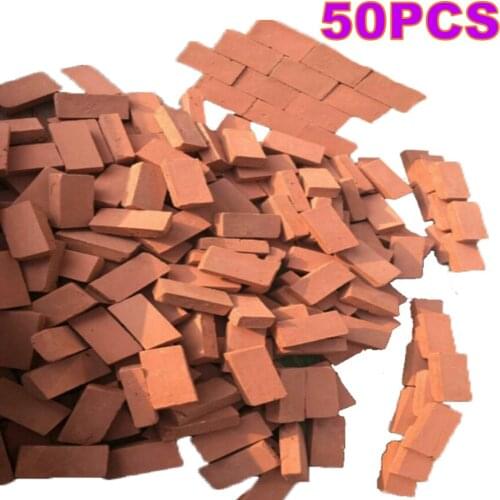 50Pcs 1:16 Scale Mini Red Bricks Model Antique Micro Landscape Decorative Bricks For DIY Sand Table Building - Orange Red