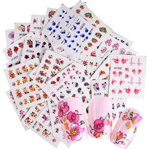 55 sheets/pack Water Transfer Nail Stickers Decal DIY Flower Art Decals Fingernail Decorations Random Sent