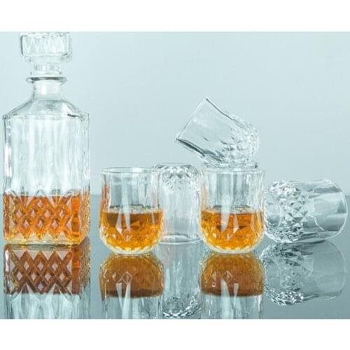 Lead-free glass Diamond Crystal wine glass Cup set Goblet whiskey brandy Glass cup and wine decanter Household drinkware