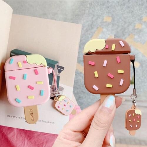 For Airpods 1 2 3D Cute Cartoon Chocolate Ice Cream Earpods Case for Apple Airpods 2 Wireless Earphone Cover Shell Charging Box