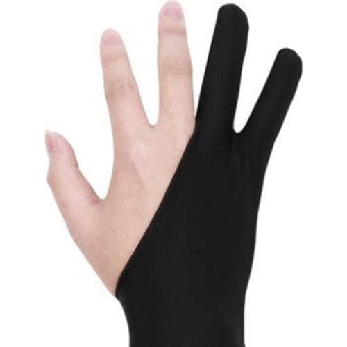 Black 2 Finger Anti-fouling Glove For Right And Left Hand Artist Drawing For Any Graphics Drawing Painting Tablet Sweatproof